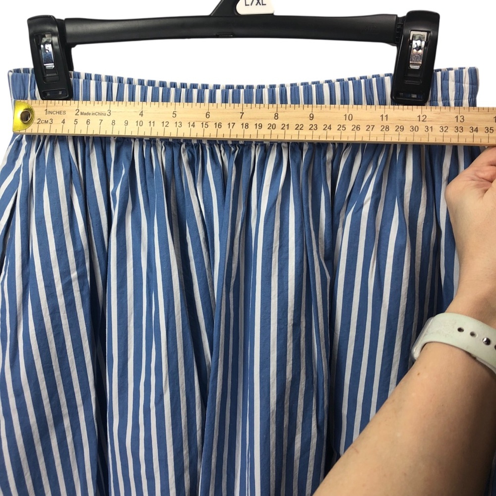 Kate Spade Striped Cotton Skirt Sz S Full Midi Ruffled Hem Coastal Summer Preppy - Picture 6 of 10